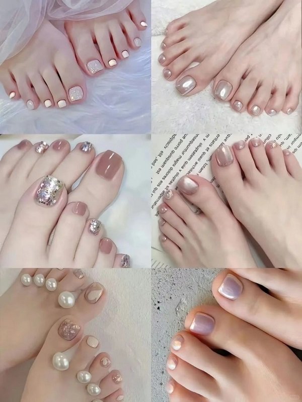 Bộ nail chân tráng gương bạc đẹp mắt và sang chảnh