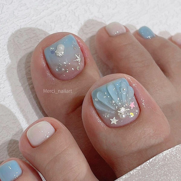 Nail chân đính charm hoạt hình kết hợp họa tiết hoạt hình 3D