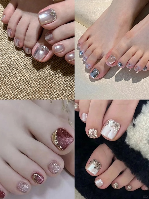 Nail cô dâu đẹp đơn giản phối màu trắng sữa tinh khôi