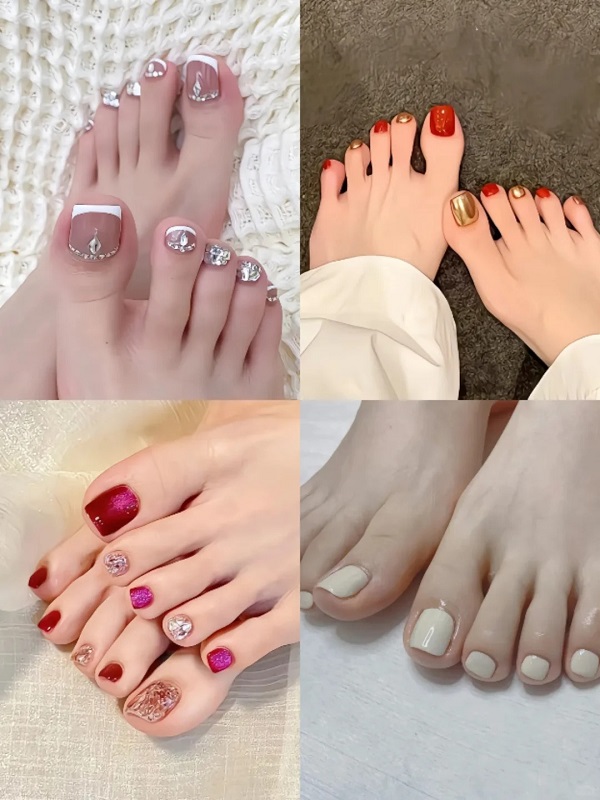Nail cô dâu đẹp đơn giản với kiểu móng tròn cổ điển
