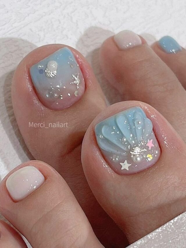 Nail chân đính charm hoạt hình kết hợp họa tiết hoạt hình 3D