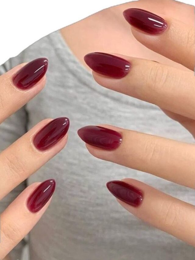 mẫu nail màu đỏ rượu 17
