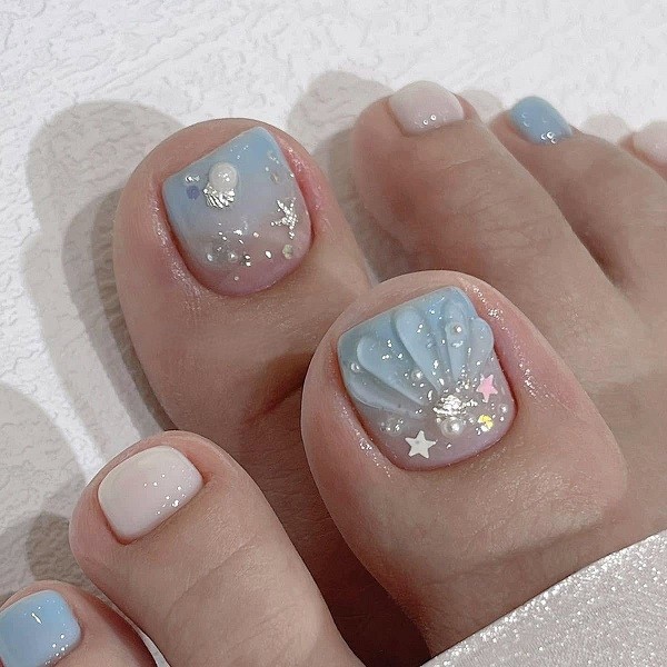 mẫu nail chân đẹp đi biển