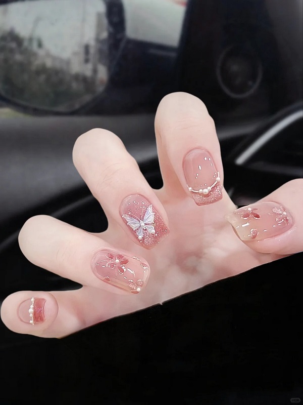 mẫu nail mắt mèo hồng 12