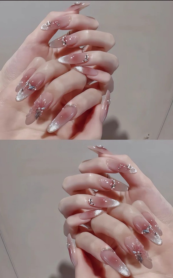 mẫu nail mắt mèo hồng 7