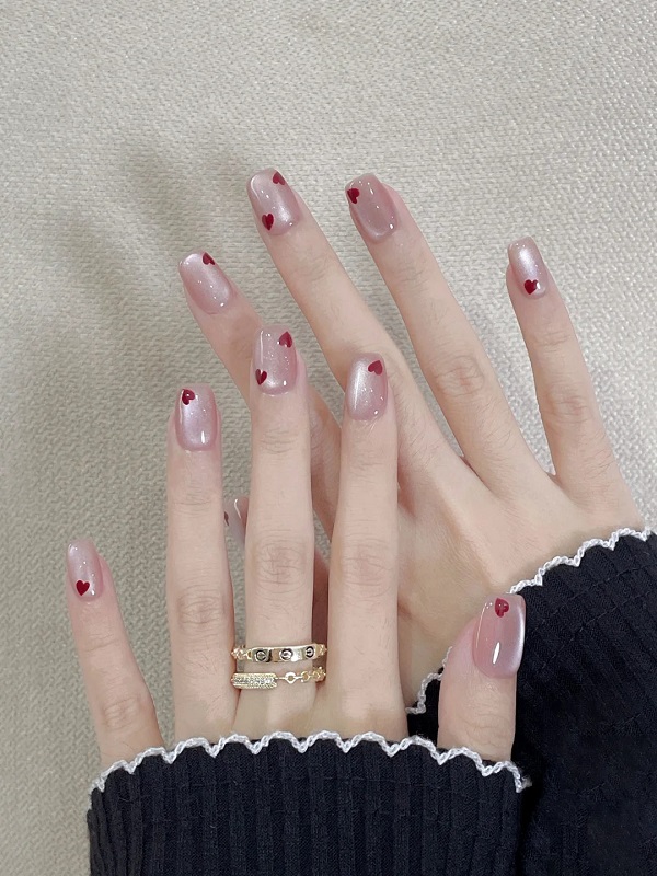 mẫu nail mắt mèo hồng 9