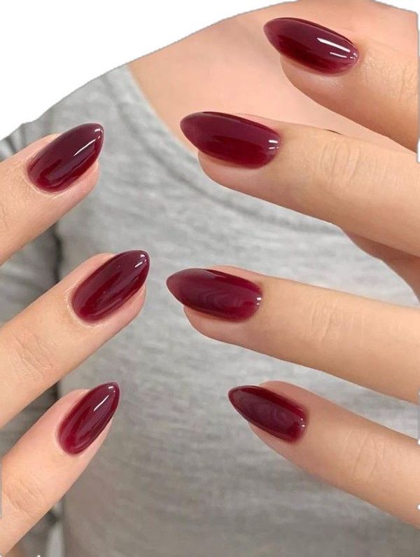 mẫu nail màu đỏ rượu 17