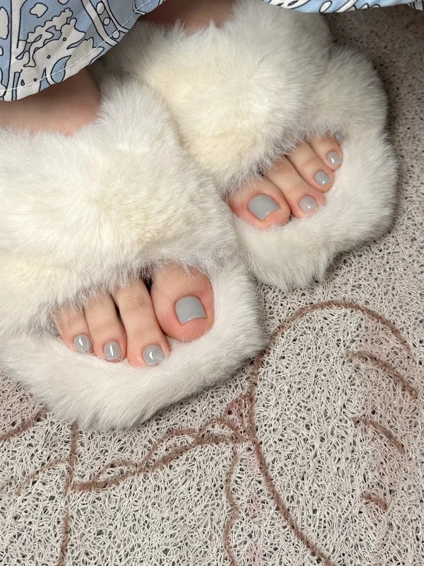 nail chân xanh dương pastel