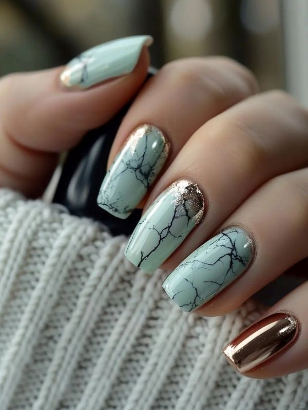 nail màu xanh ngọc 4