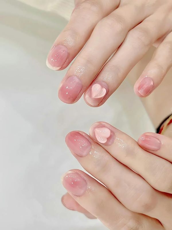 nail ombre hồng 2
