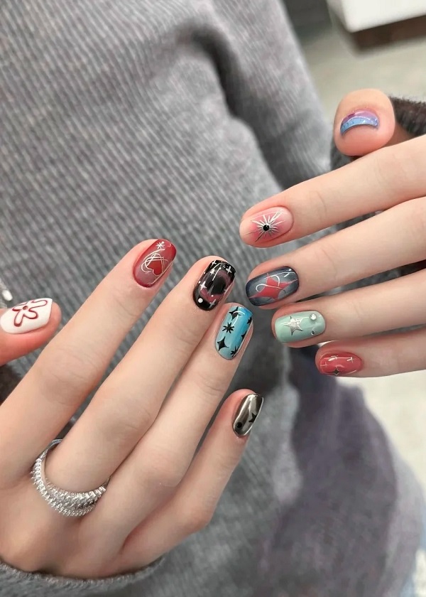 nail vuông ngắn đính đá