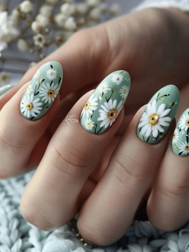 nail hoa cúc trắng 10