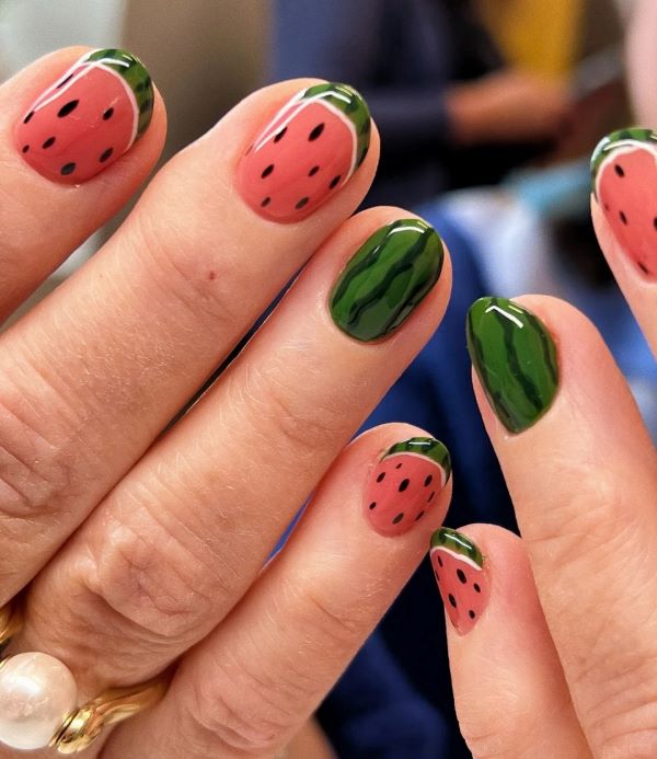 mẫu nail dưa hấu 1