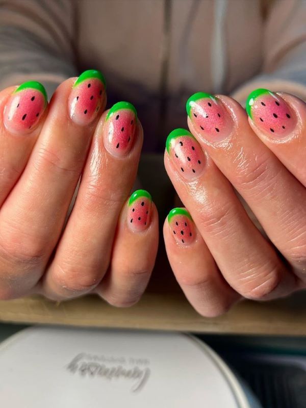 mẫu nail dưa hấu 10 