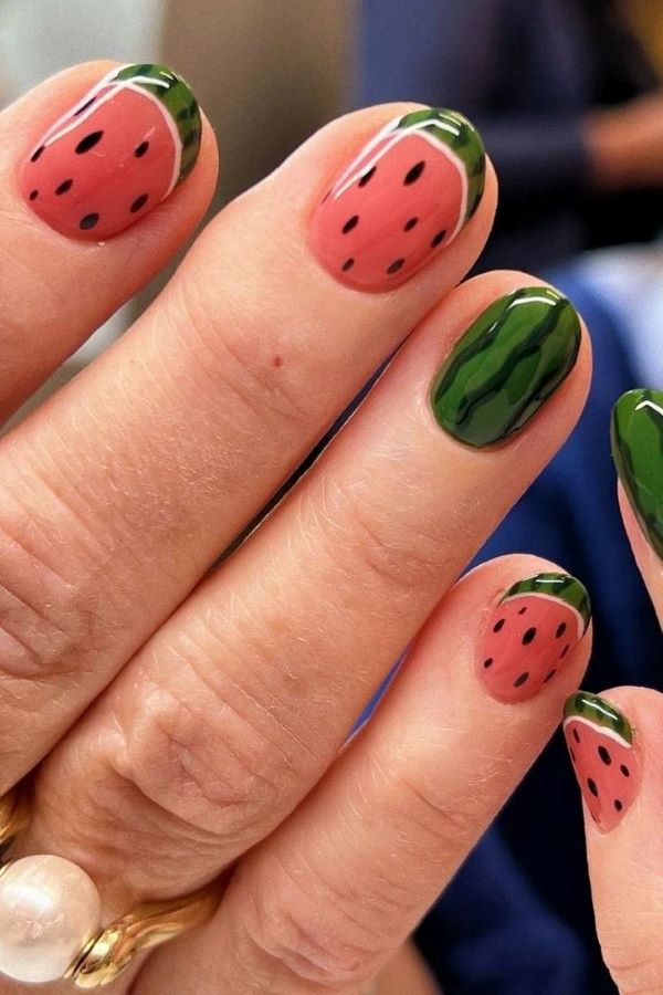 mẫu nail dưa hấu 14