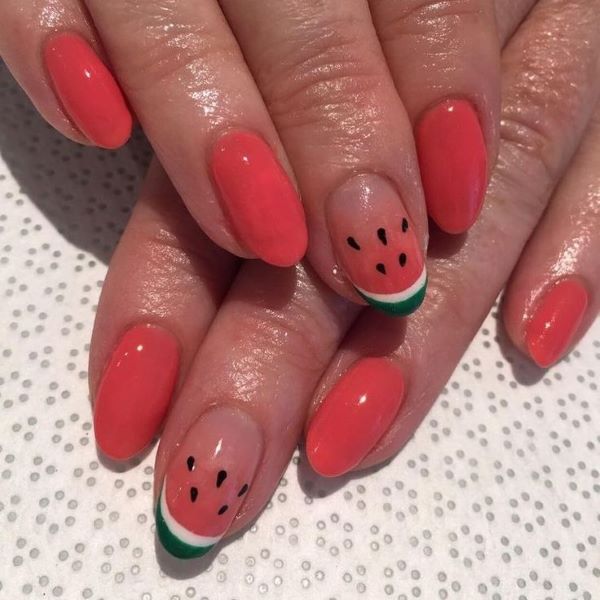 mẫu nail dưa hấu 15