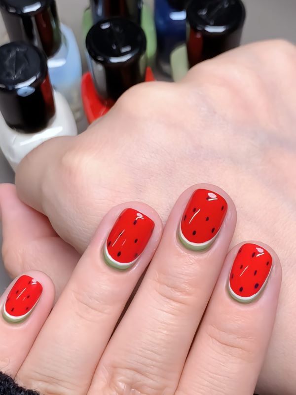 mẫu nail dưa hấu 23