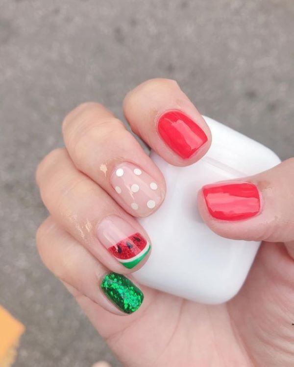 mẫu nail dưa hấu 27
