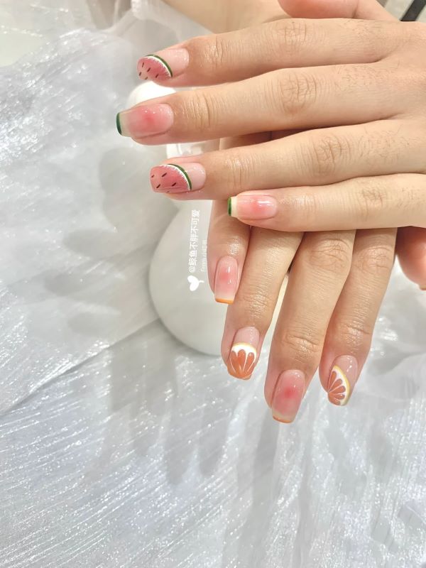 mẫu nail dưa hấu 6