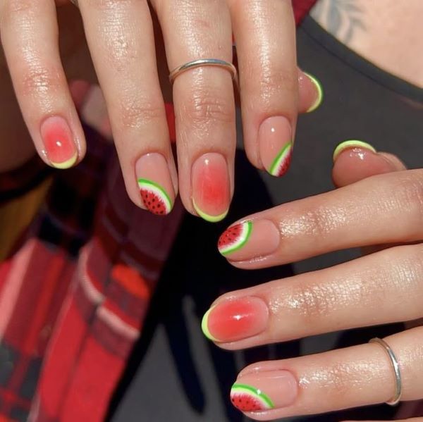 mẫu nail dưa hấu 8