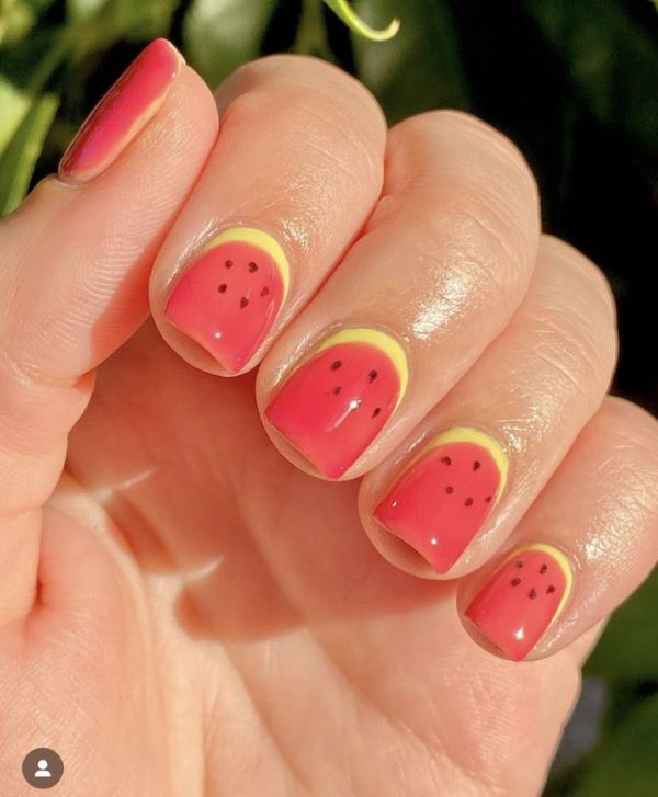 mẫu nail dưa hấu 9
