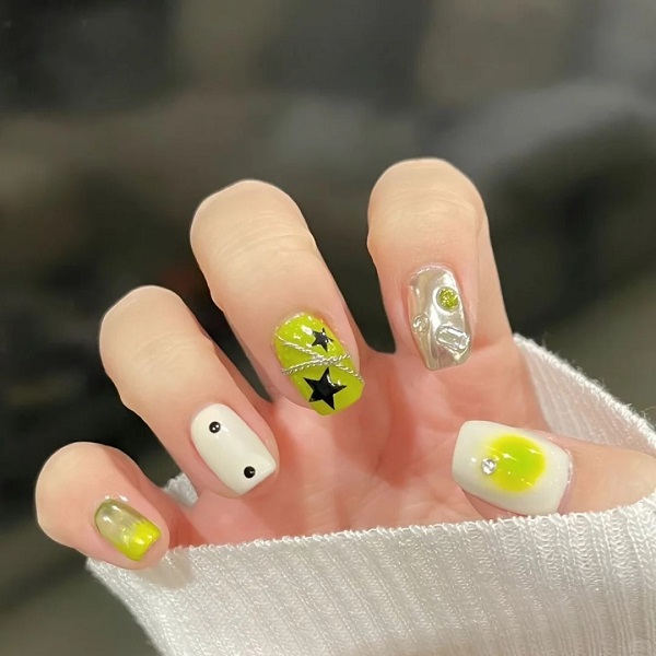 nail màu xanh bơ