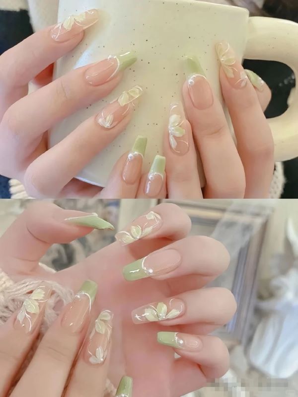 nail màu xanh lá 26