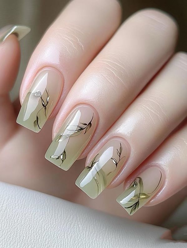 nail màu xanh lá 29