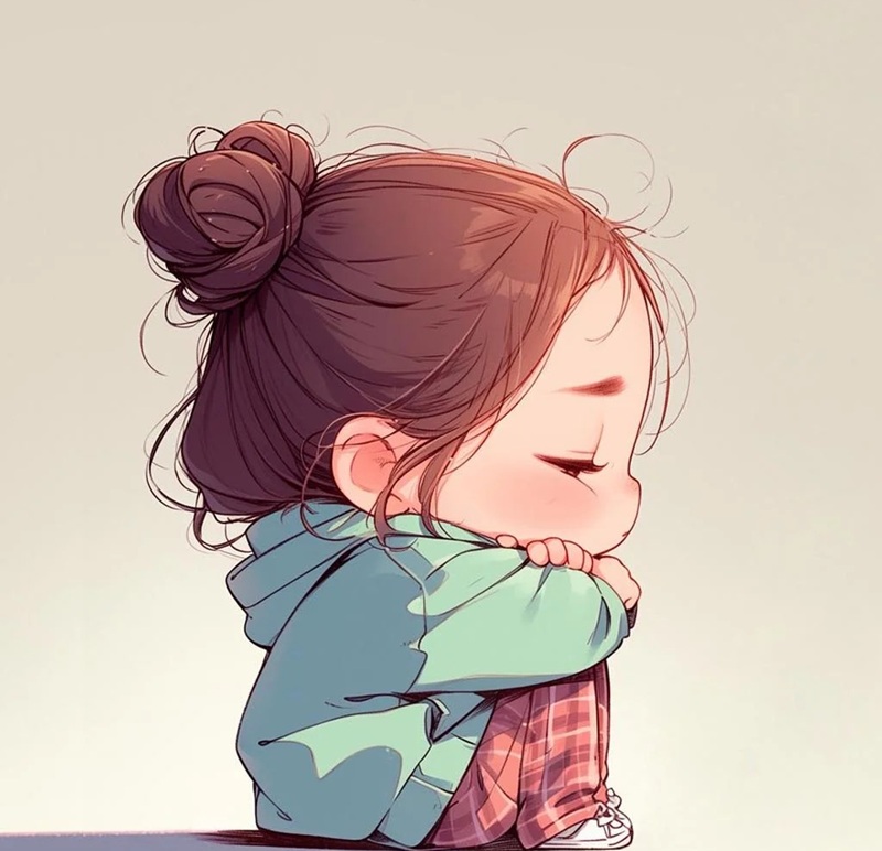 ảnh anime chibi nữ buồn
