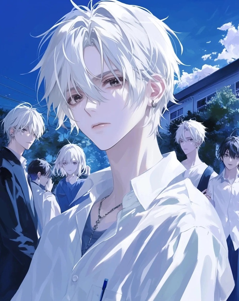 ảnh anime đẹp nam tóc trắng