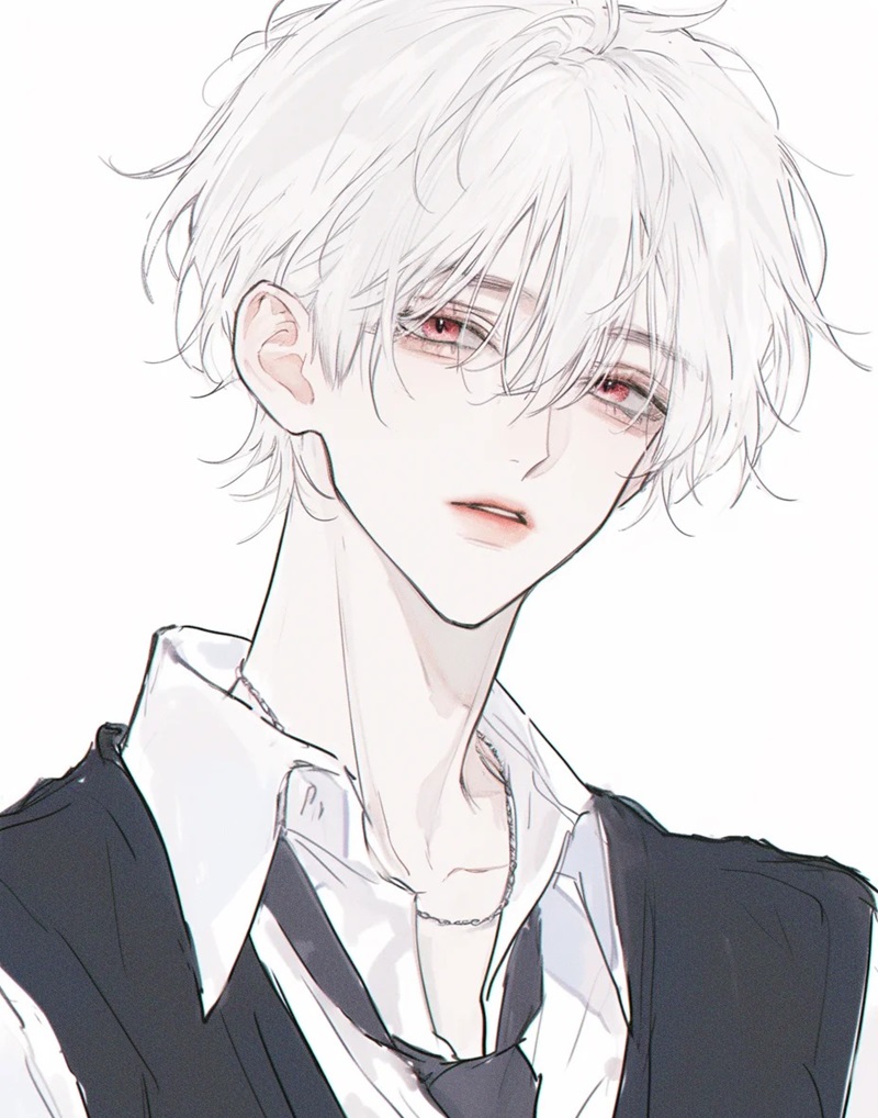 ảnh anime nam tóc trắng 1