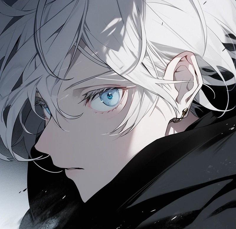 ảnh anime nam tóc trắng   