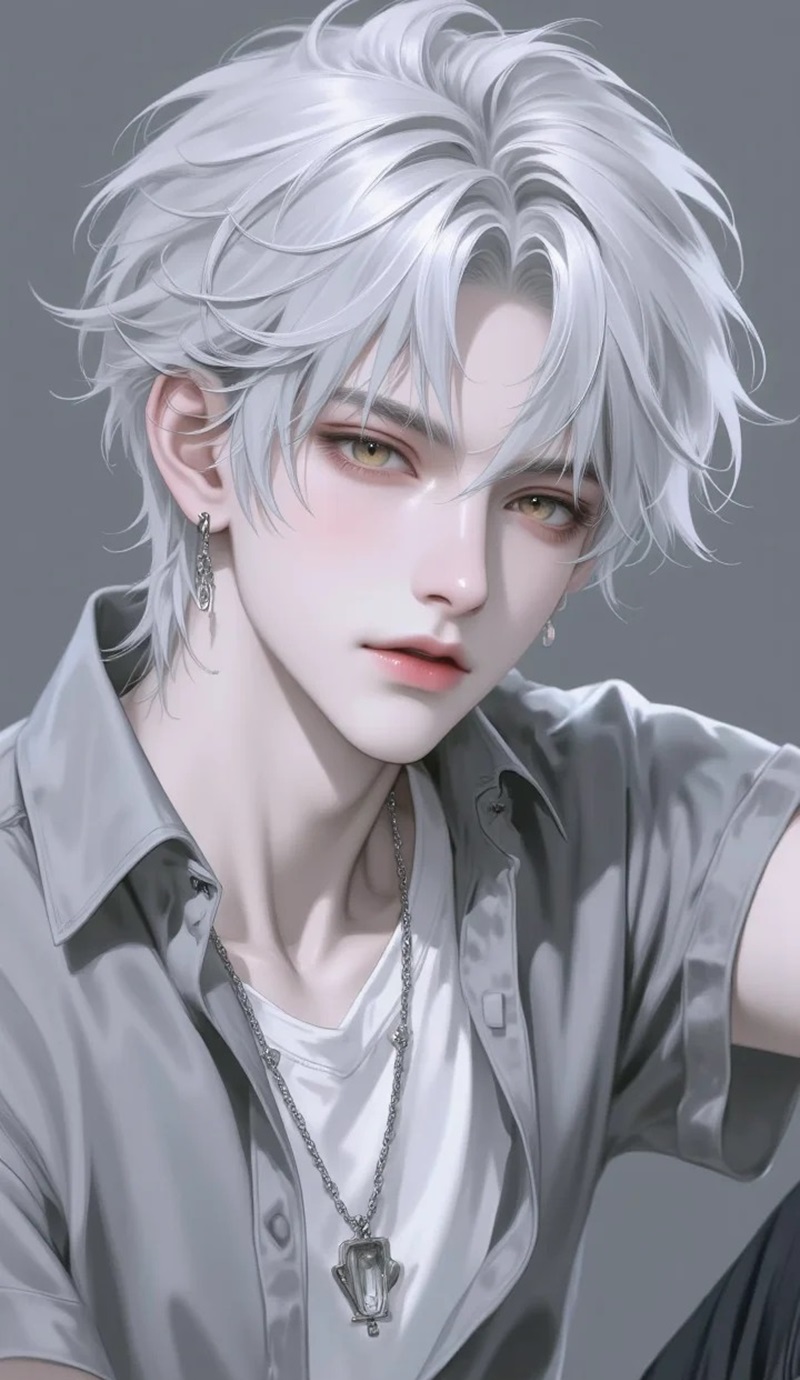 ảnh anime nam tóc trắng   16