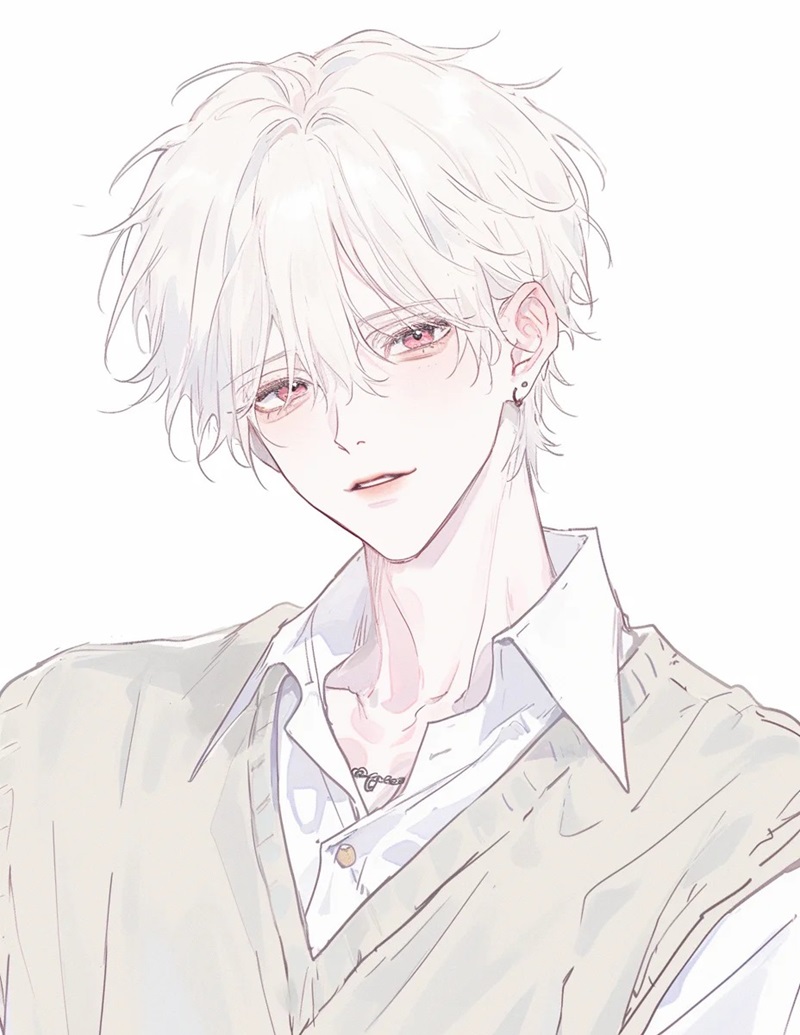 ảnh anime nam tóc trắng 2