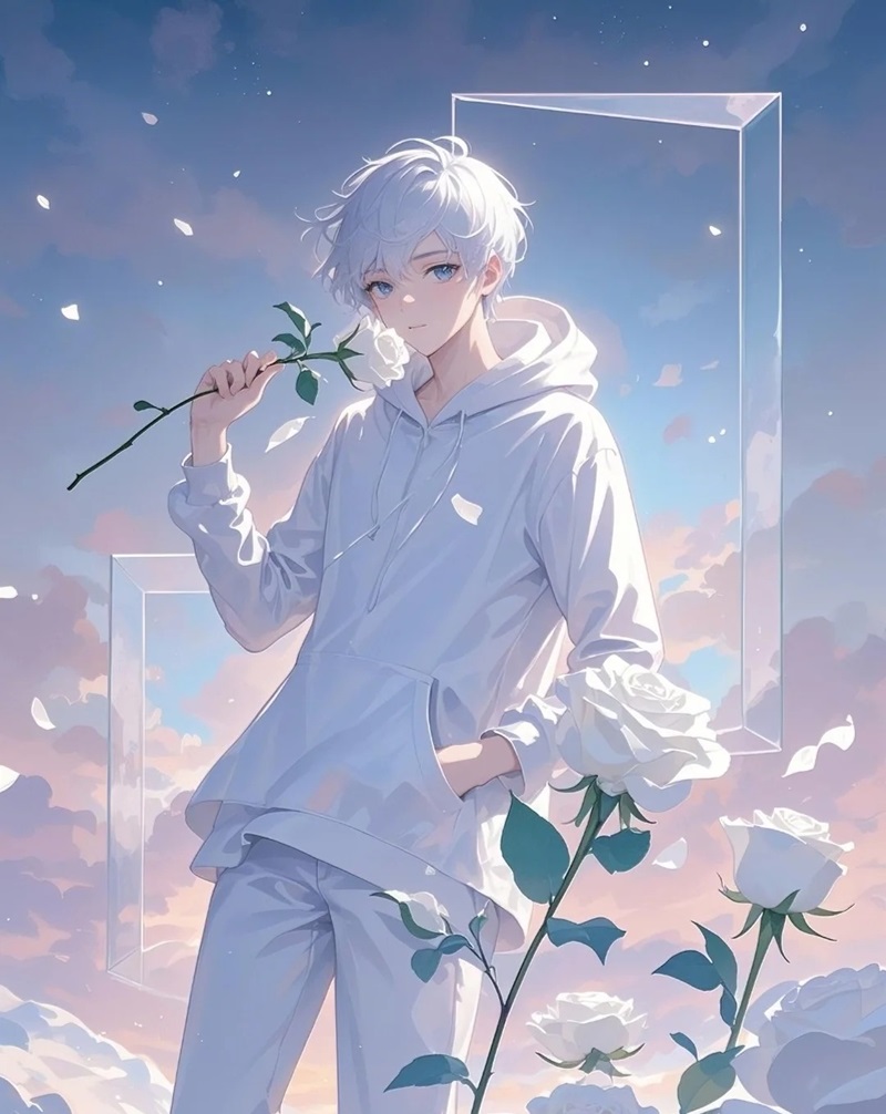 ảnh anime nam tóc trắng   20