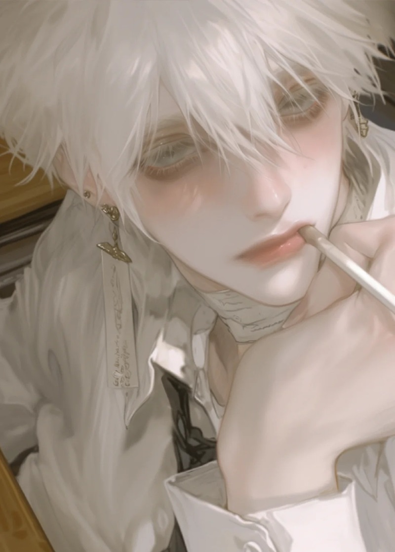 ảnh anime nam tóc trắng   24