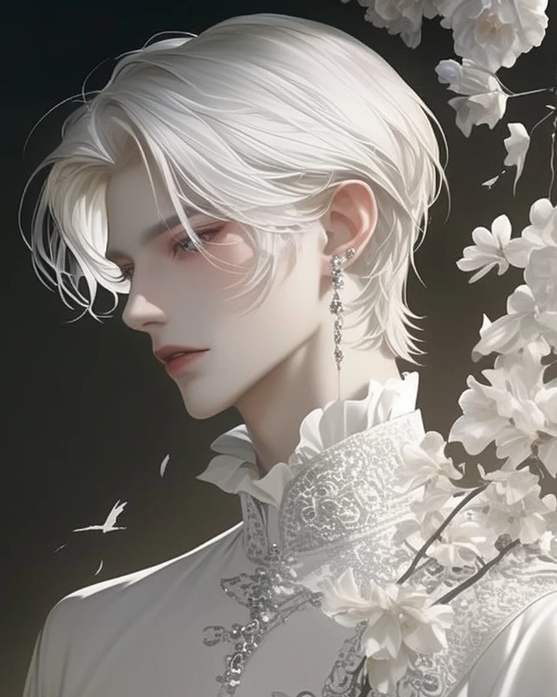 ảnh anime nam tóc trắng   27