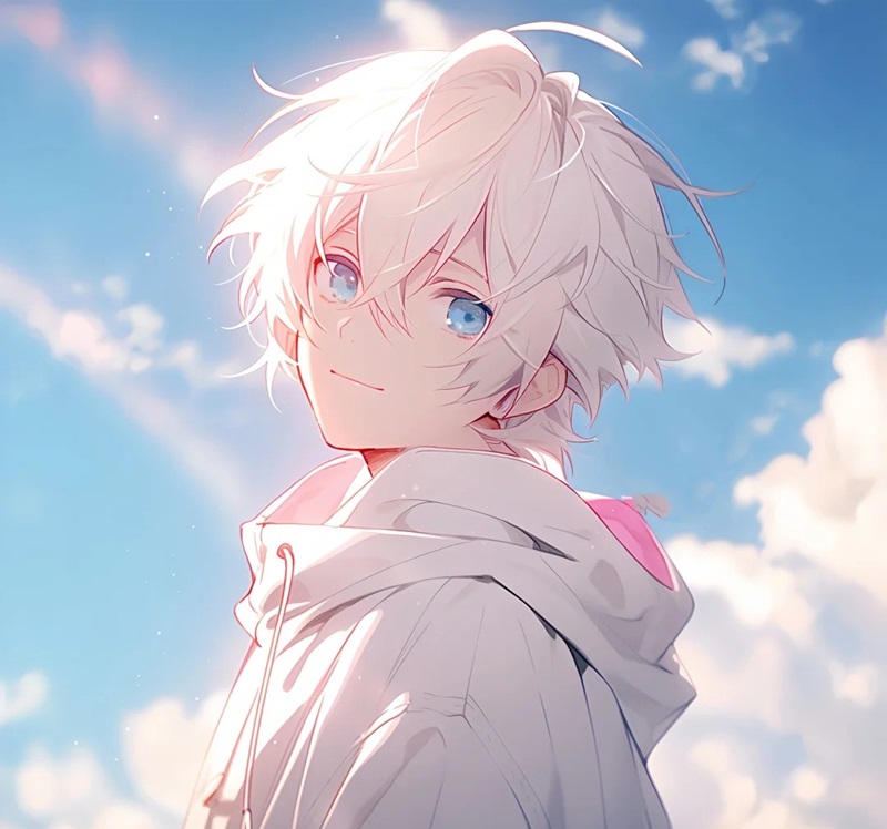 ảnh anime nam tóc trắng   28