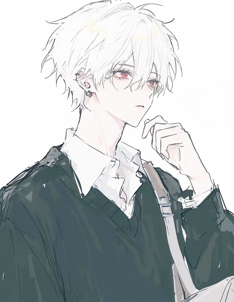 ảnh anime nam tóc trắng   3