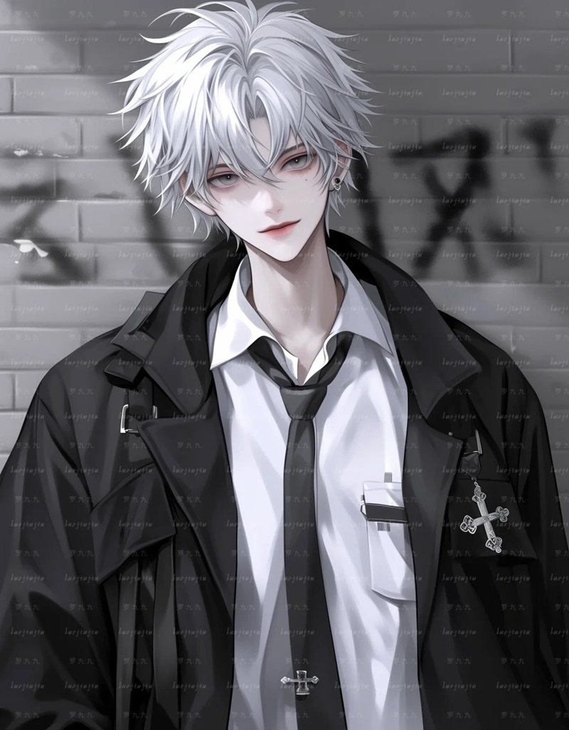 ảnh anime nam tóc trắng   32