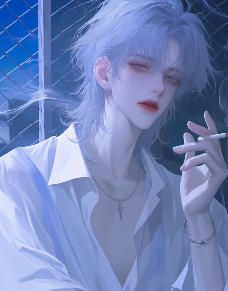 ảnh anime nam tóc trắng   33