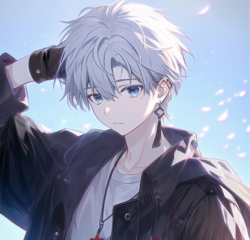 ảnh anime nam tóc trắng 4   