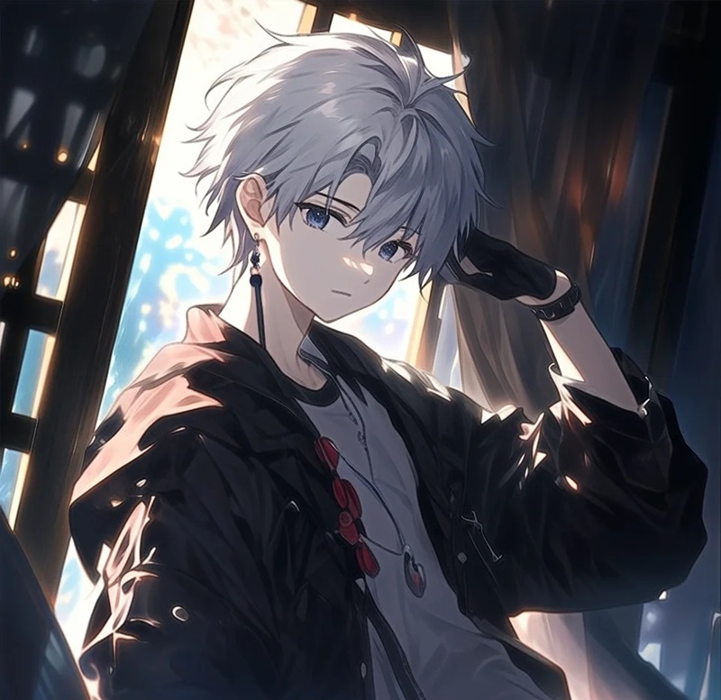 ảnh anime nam tóc trắng   5