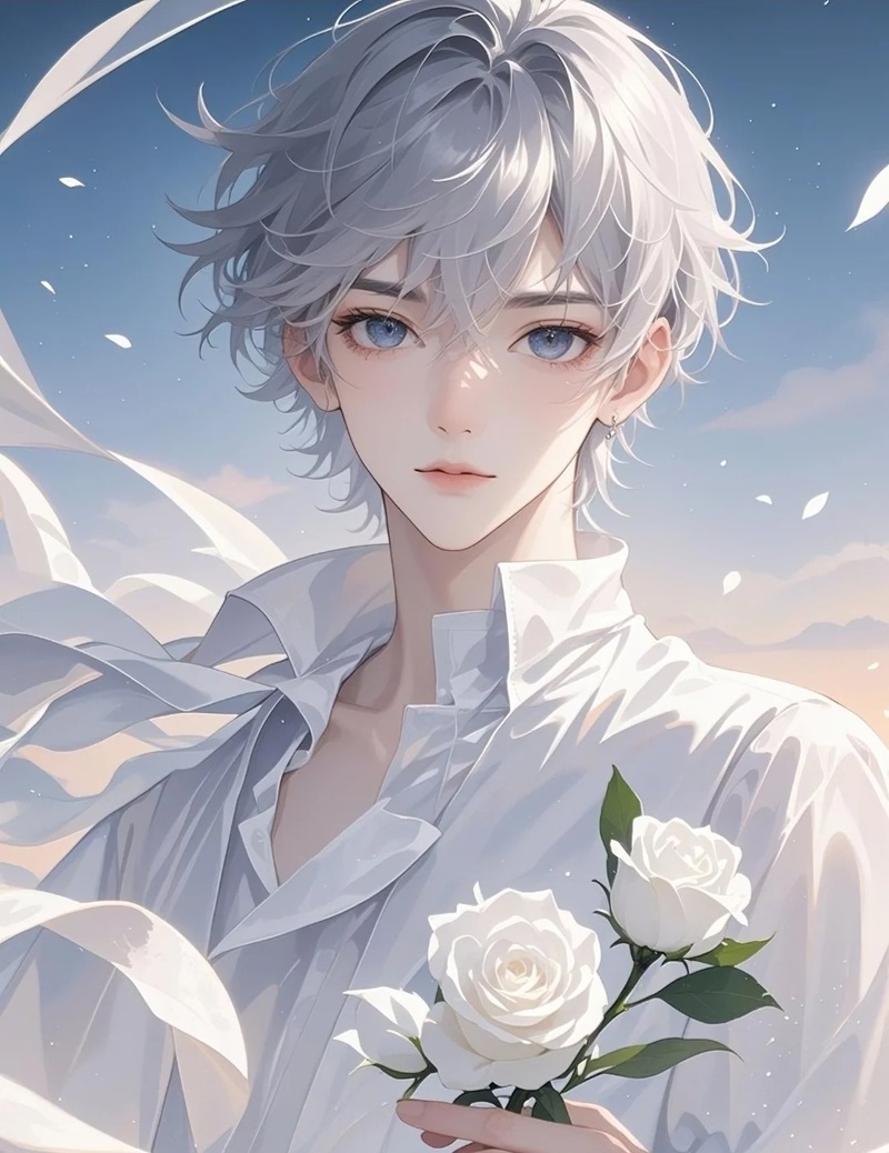ảnh anime nam tóc trắng   7