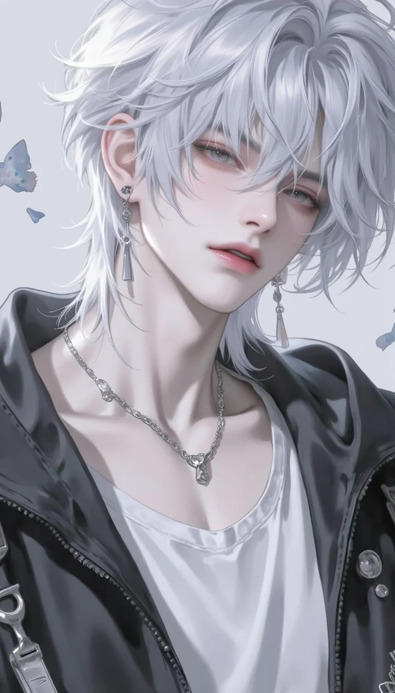 ảnh anime nam tóc trắng   9