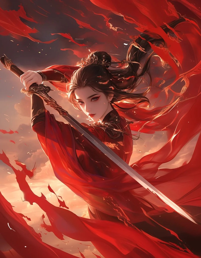 ảnh anime nữ ngầu cầm kiếm