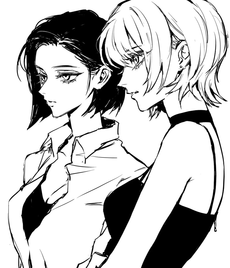 ảnh anime nữ trắng đen 33