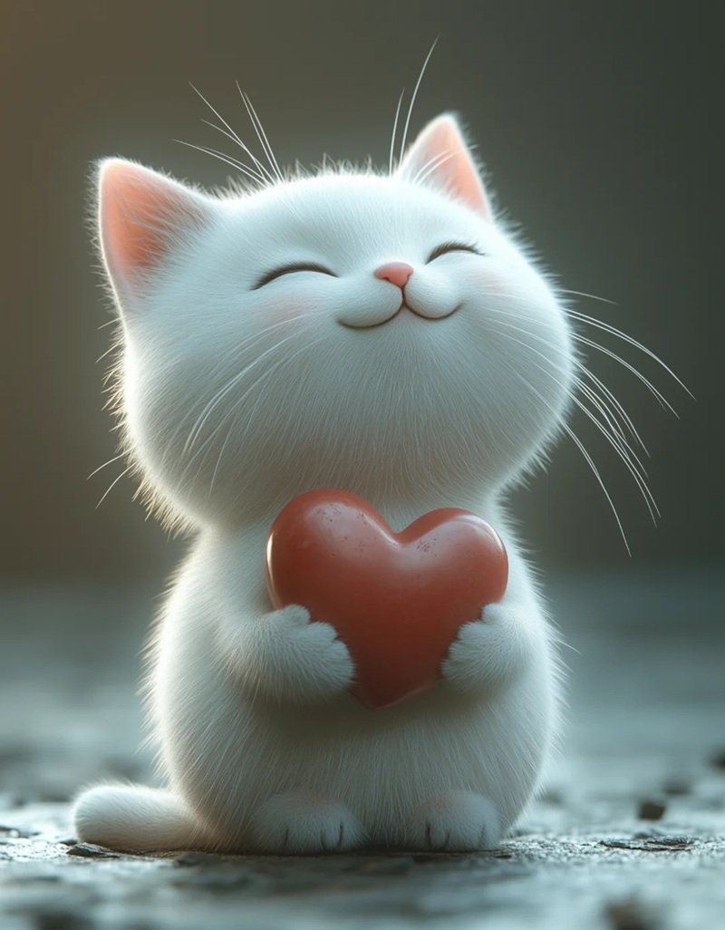 ảnh mèo cute có trái tim 6