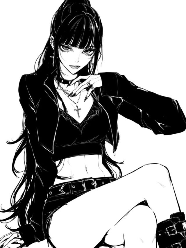 ảnh anime nữ trắng đen 17