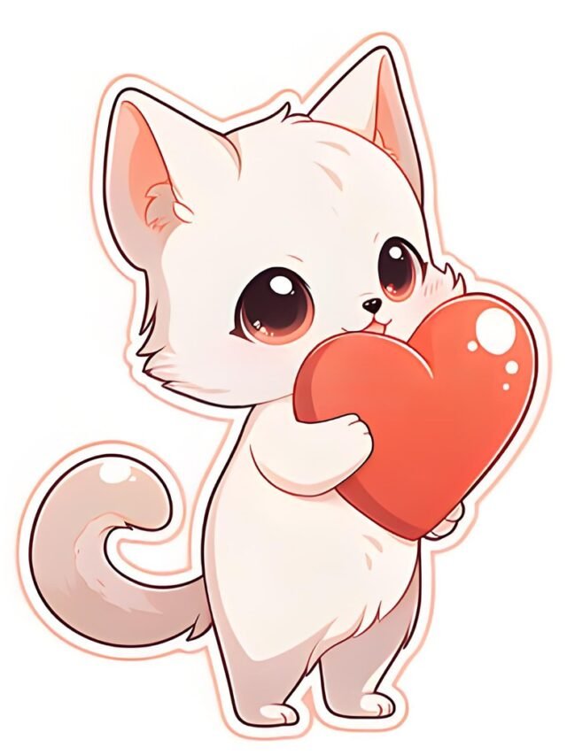 ảnh mèo cute có trái tim